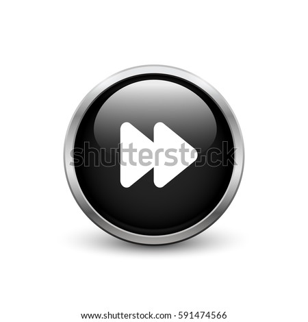 Fast Forward black button with metal frame and shadow
