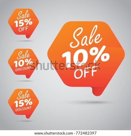 10% 15% Sale, Disc, Off on Cheerful Orange Tag for Marketing Retail Element Design