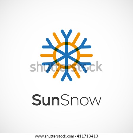 Hot and cold symbol. Sun and snowflake all season concept logo. Vector