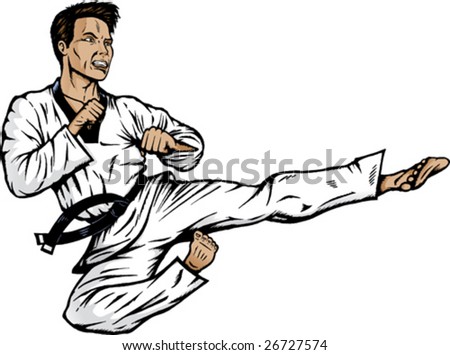 Drawing Of A Martial Artist. With .Eps/Vector Version, Shadows Can ...