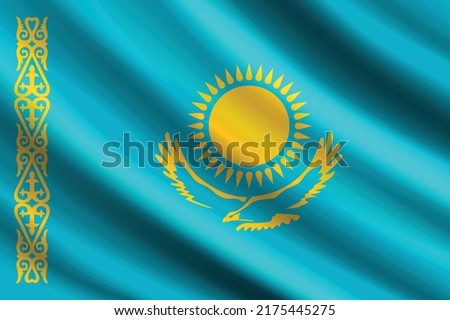 flag of Kazakhstan, independence day and national day wavy flag image, Kazakhstan country flag. 