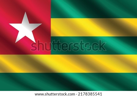 flag of Togo, independence day and national day wavy flag image, Togo country flag. 