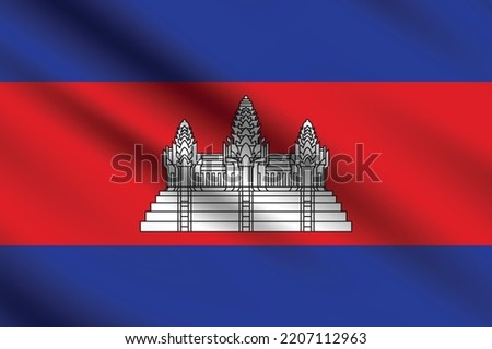 Flag of Cambodia. Cambodia waving flag. flag design, the national symbol of Cambodia, 3D Cambodia flag. 