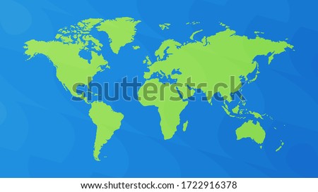 Vector world map, green and blue gradient color, abstract pattern, illustration