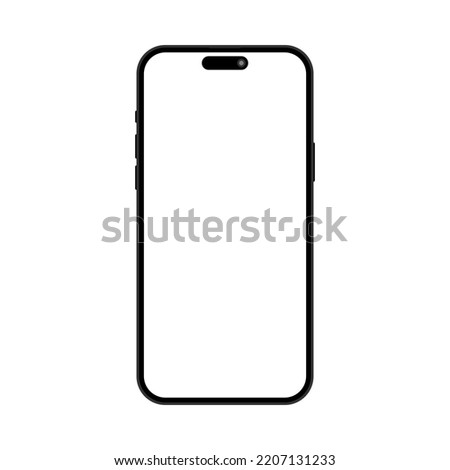 Vector of an isolated illustration on white background for wesites and contents with empty screen, a new brand cellphone, simple and flat style, high technology mobile phone, a latest phone