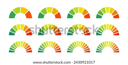 Low and high temperature gauge of thermometer. Progress bar heat indicator. Car dashboard barometer or energy efficiency score