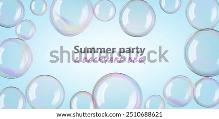 Soap bubbles in transparent water, 3d vector background. White reflections on big spheres and pink circles blown by wand. Rainbow iridescent round shaped ball. Glass mirror foam flare in air png