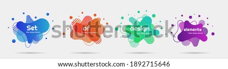 Set of 4 modern design elements, liquid shapes and waves, colorful illustrations for posters, banner, magazines etc. 3D trendy signs, Template for the design of a logo. EPS 10 vector