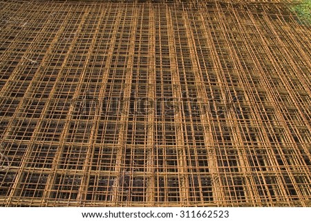 Reinforcement wire for construction works stored at the depot.