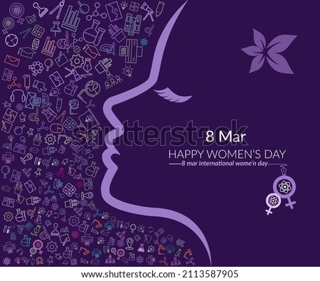 Vector 8 Mar international women's day, Success, poster, Fashionable design, Modern design template, 8 March international women and girls in science day