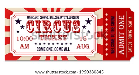 Circus ticket. Vector Image. Horizontal circus ticket.
