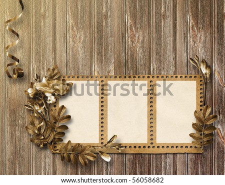 Elegant framework for photo on the wood background.