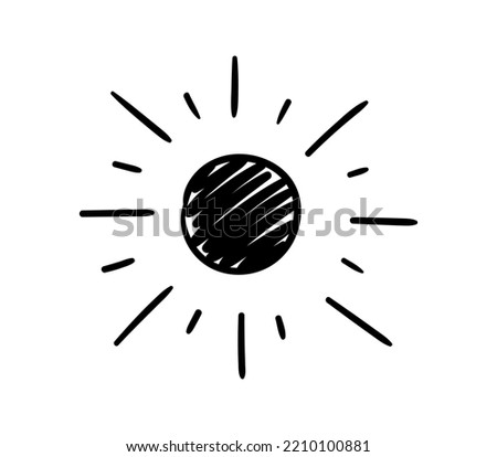 Hand painted sun. Filled circle with rays. Symbol of summer and spring seasons, beautiful weather. Graphic element for website, poster or banner. Holiday sign. Cartoon flat vector illustration