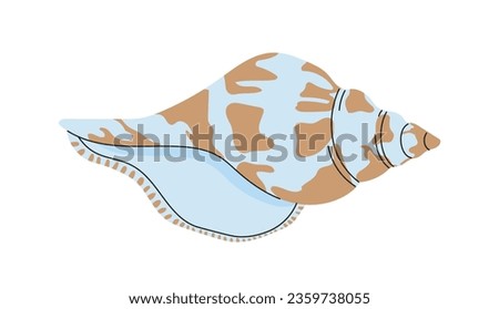 Sea shell concept. Natural sea and underwater object. Tropical countries souvenir. Sticker for social networks and messengers. Cartoon flat vector illustration isolated on white background