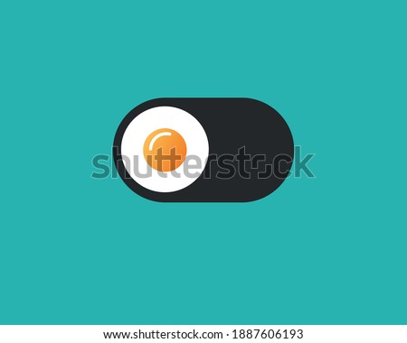 logo on a blue background. egg. slider. smart phone switch toggle buttons set sliders in ON position in OFF. Vector illustration. EPS 10