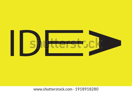 Idea text icon on yellow background. Banner, symbol, logo 