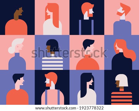 collection of people. color pattern. Set of persons, avatars, people heads of different ethnicity and age in flat style. 
Set of flat style avatars of colorful vector icons. Character set of people.