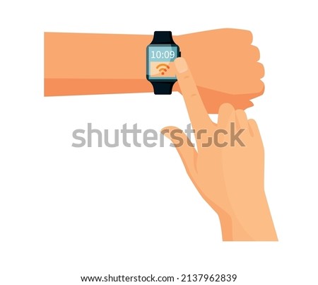 smart watch on hand. icon. web. vector illustration. technology