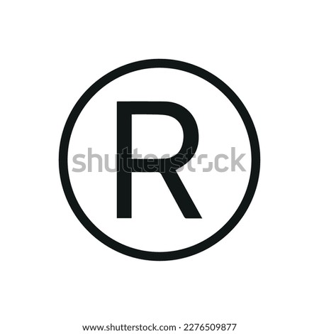 R REGISTERED TRADEMARK SYMBOL. logo R. icon. vector. symbol. sign. 
R in a circle