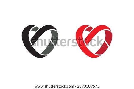 
Simple black and white vector illustration. icon sign or symbol. Red heart. logo. ribbon. Valentine's Day. Love. set or collection