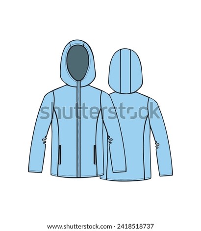 collection. icons. hoodie, sweatshirt, hood, bomber jacket. different types of clothes. set of illustrations. vector. shop. boutique. fashion. sketch. women. sweater with zipper. front and back view