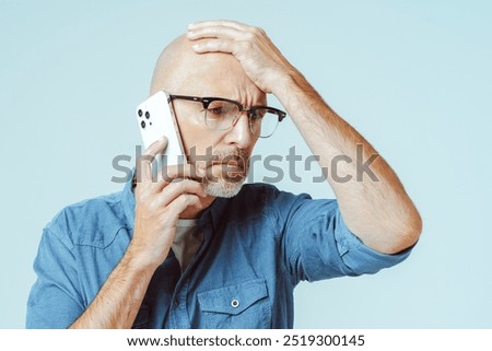 Similar – Image, Stock Photo Bald cool man in pedestrian bridge portrait