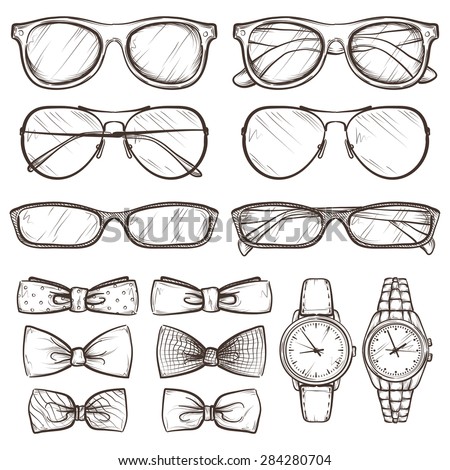 set of vector sketched accessories ストックフォト © 
