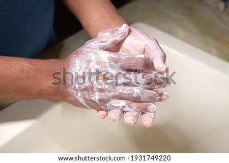 Similar – Image, Stock Photo doctor man washing hands with disinfectant soap. Hygiene and Corona virus Covid-19 concept