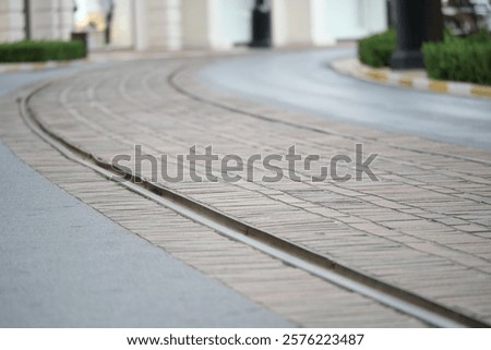 Image, Stock Photo tramway tracks on the street in Bilbao city Spain, transport in the city