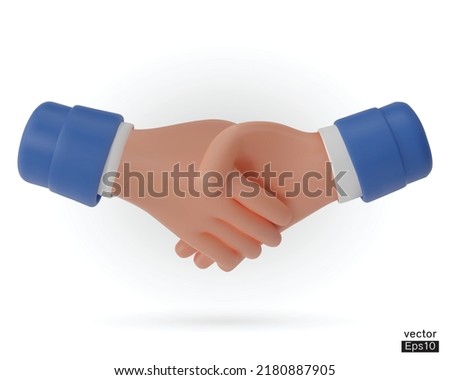 Hold one's hands cartoon icon design. People shaking hands. Business handshake, successful deal, partners, teamwork, Contract agreement, Partnership and cooperation concept. 3D vector illustration.