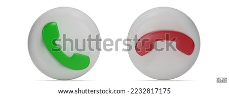 3D Realistic Phone Call button isolated on white background. Answer and decline phone call buttons. Phone icon for website design, mobile app, UI. 3D Vector Illustration.