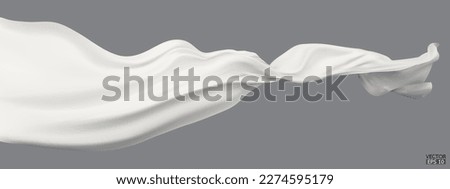 Flying white silk textile fabric flag background. Smooth elegant white Satin Isolated on Background for grand opening ceremony. White curtain. 3d vector illustration.