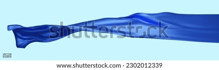 Flying blue silk textile fabric flag background. Smooth elegant blue Satin Isolated on blue Background for grand opening ceremony. Blue curtain. 3d vector illustration