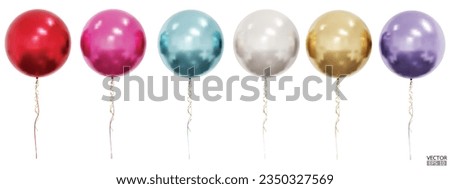 Set of realistic vector colorful balloons isolated on white background. Helium balloons clipart for anniversary, birthday, wedding, party. 3D vector illustration. Imagine de stoc © 