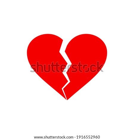 illustration of a broken heart icon in red Stockfoto © 