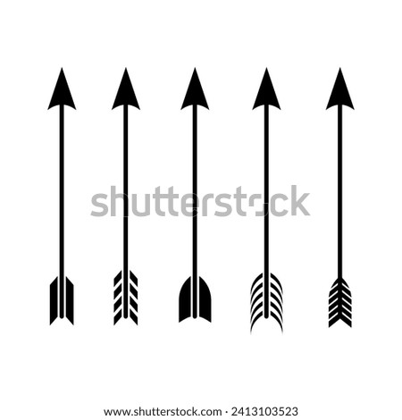 Black bow arrow icons set vector