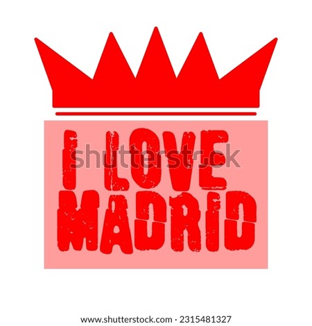 Text art I love madrid with pink and white background