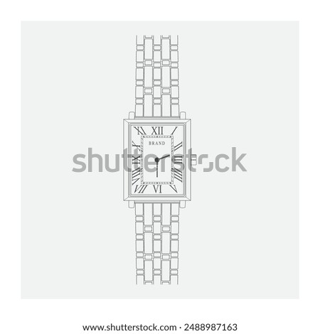 A wristwatch with Roman numerals vector on a light grey background