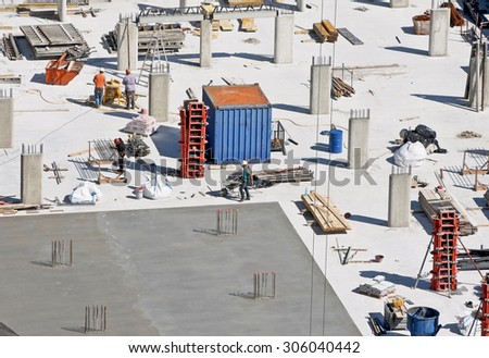 GENOA, ITALY - APRIL 16, 2014: View of a big urban construction site opened for the construction of underground parking.