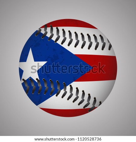 Flag of Puerto Rico in a form of Baseball. Vector EPS 10