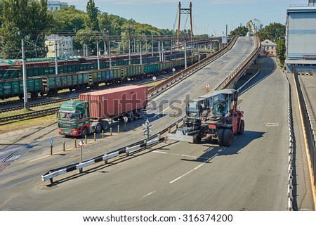 ODESSA, UKRAINE - August, 31, 2015: Maritime cargo port of Odessa . Container terminal.