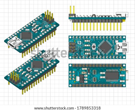 Vector illustration of an arduino nano microcontroller