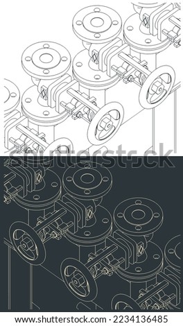 Stylized vector illustration of steam header close up