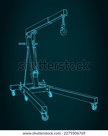 Stylized vector illustration of folding engine crane