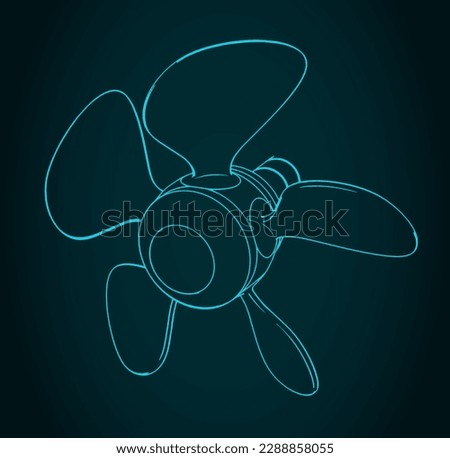 Stylized vector illustration of propeller screw with variable blade angle