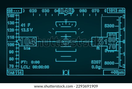 Stylized vector illustration of blueprint of mini Electronic Flight Instrument System