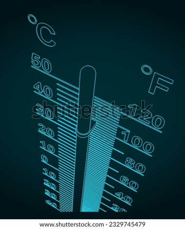 Stylized vector illustration of thermometer close up