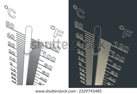 Stylized vector illustrations of thermometer close up