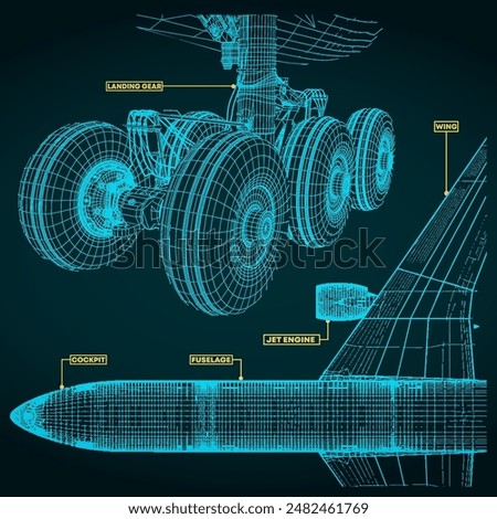 Similar – Foto Bild Flugzeugfragment eines alten Verkehrsflugzeuges vor blauem Himmel