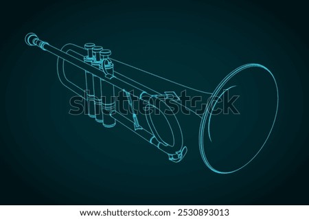 Stylized vector illustration of a crookless trumpet